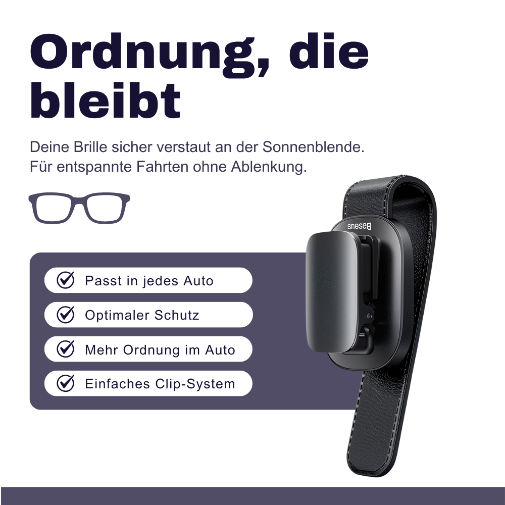 Auto-Brillenhalter für die Sonnenblende – Ordnung, Schutz & schneller Zugriff
