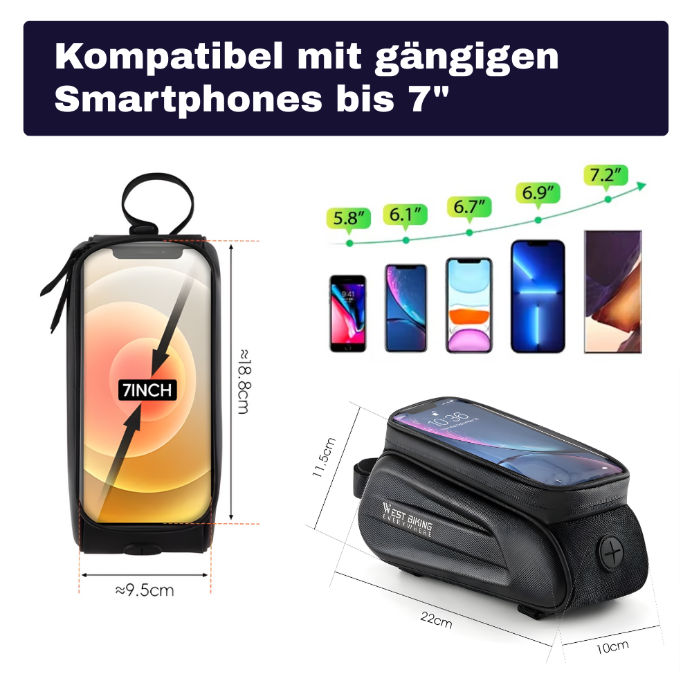 WEST BIKING Fahrrad-Rahmentasche mit Touchscreen – Sicher verstaut & alles im Blick