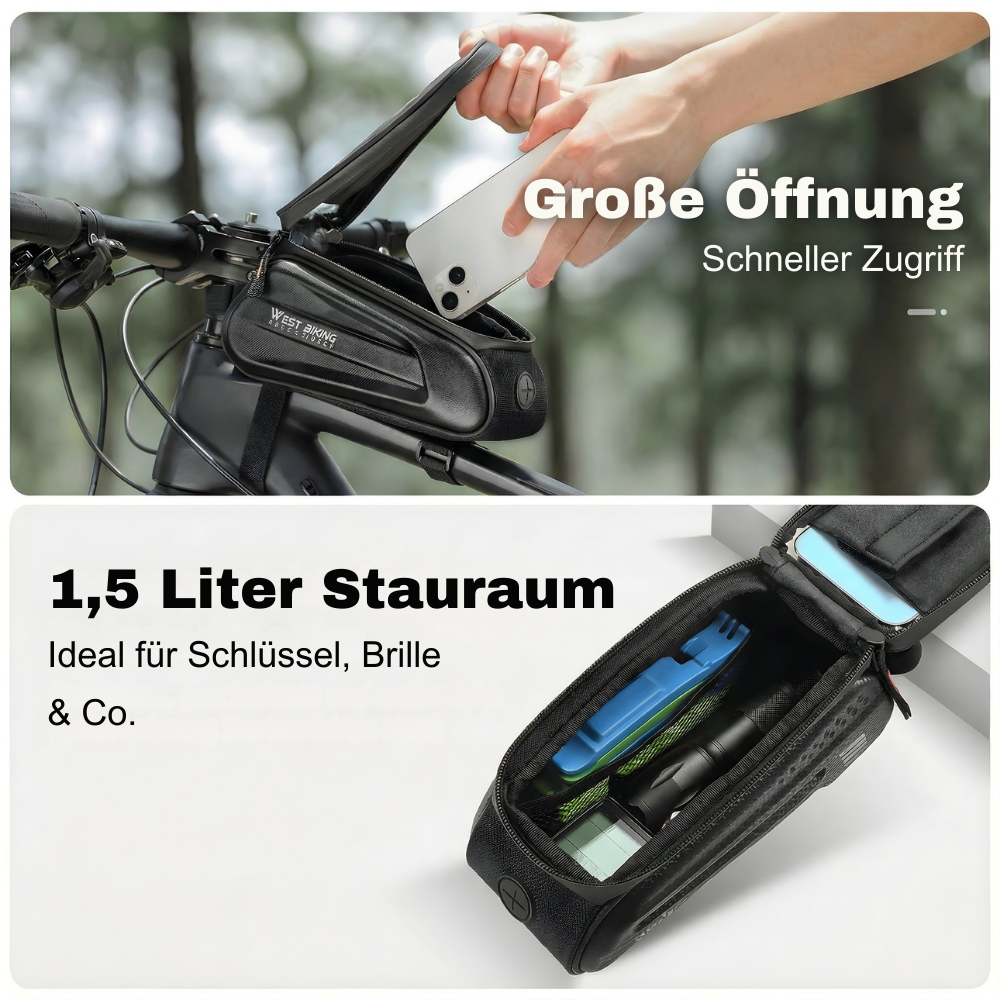 WEST BIKING Fahrrad-Rahmentasche mit Touchscreen – Sicher verstaut & alles im Blick